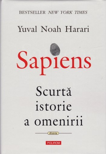 Coperta cartii Sapiens de Yuval Noah Harari 