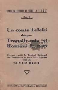 Un conte Teleki despre Transilvania si Romania la 1848
