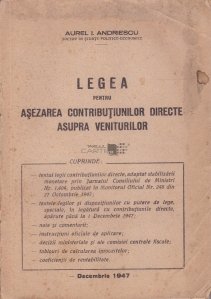 Legea pentru asezarea contributiunilor directe asupra veniturilor din 1 aprilie 1941
