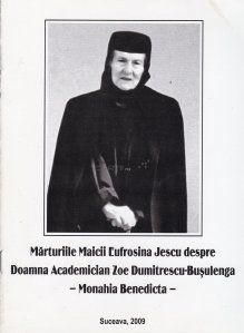 Marturiile maicii Eufrosina Jescu despre doamna academician Zoe Dumitrescu-Busulenga