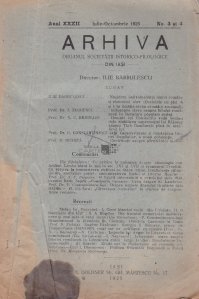 Arhiva - Revista de istorie, filologie si cultura romineasca