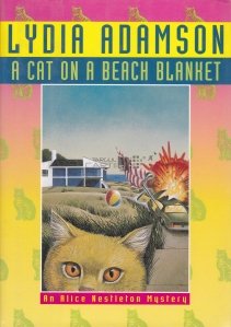 A cat on a beach blanket