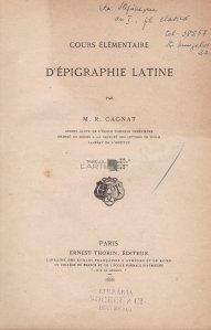 Cours elementaire d'epigraphie latine