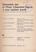 Indrumarile date de Plenul Tribunalului Suprem si noua legislatie penala